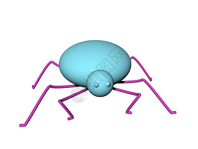 蓝蓝色卡通甲虫爬行昆虫蓝色红色漫画蜘蛛图片