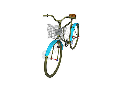 带购物篮的绿色自行车踏板水瓶蓝色交通工具车把两轮车瘢痕驾驶运动图片