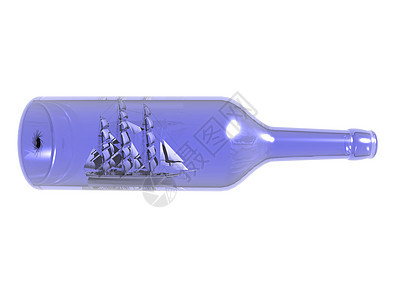 装有帆船的罐装玻璃瓶瓶船蓝色工艺品纪念品瓶颈背景图片