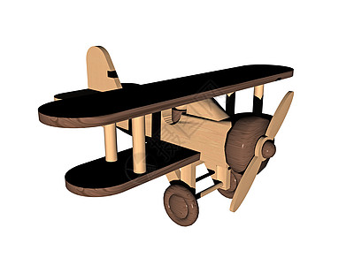 木制双翼飞机作为玩具单元翅膀螺旋桨卡通片车轮孩子尾部漫画房间图片