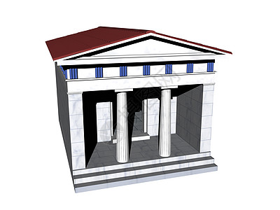 古罗马或希腊文寺庙石头大厅红色门廊名人堂建筑图片