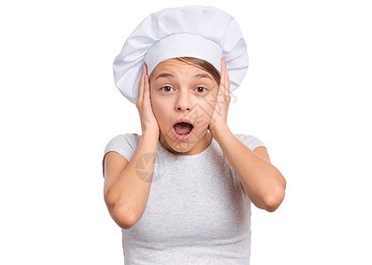 白衣女厨师美食围裙情感烹饪营养青少年厨房女孩快乐帽子图片