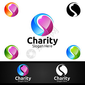 用于自愿教会或慈善捐赠的 3D 援助之手慈善基金会创意标志图片