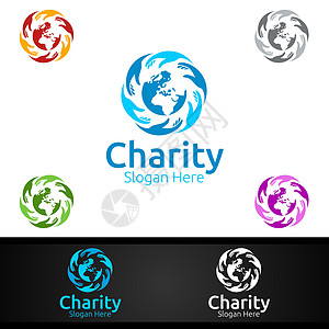 全球援助之手慈善基金会创意标志为自愿教会或慈善捐赠医院服务友谊标识孩子们帮助男人诊所感情关爱图片