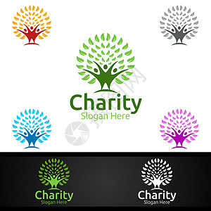 自然帮手慈善基金会创意标志为自愿教会或慈善捐赠友谊捐款服务标识关爱孩子们朋友们男人热情翅膀图片