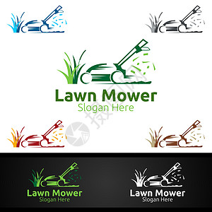 草坪 MowerLogo 用于草地Mowing园艺设计拖拉机机器人种子后院店铺服务割草机剪切机械杂草图片