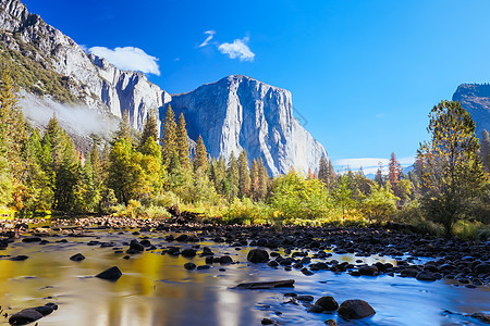 美国Yosemite 山谷早景地标悬崖地形景观美丽森林国家全景隧道旅游图片