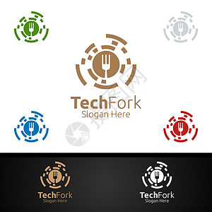 Techk Fork 健康食品标签模板 供餐馆或咖啡厅使用图片