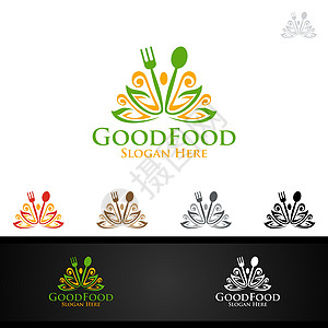 餐馆或咖啡厅的良好食品标准生态标识身份厨房水果食谱勺子导游叶子环境图片