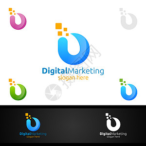 数字营销财务顾问Logo设计模版数据图表解决方案进步咨询商业网络公司投资市场图片