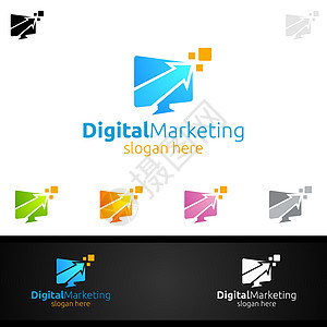 数字营销财务顾问Logo设计模版网络数据金融身份公司团体贸易漏斗标识进步图片