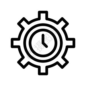 管理技术蓝色圆圈工作白色齿轮手表插图商业日程背景图片