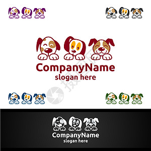 宠物商店 兽医或爱狗者概念 Dog Logo插图品牌商业公司单线艺术小狗标识身份贴纸图片