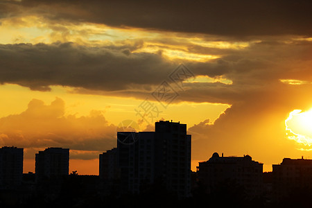 城市日出 建筑物的轮廓地平线景观市中心戏剧性天际日落旅行天空建筑学地标图片