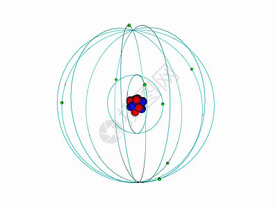 带有核心和电子的简单原子模型原子核力量科学研究蓝色轨道环绕图片