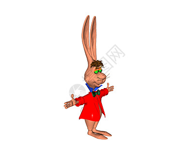 红大衣内装着卡通兔子卡通片女性耳朵胡须红色漫画感官图片