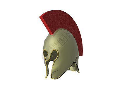 金子士兵的金头盔有羽流头部钢盔制服保护帽子衣服背景图片