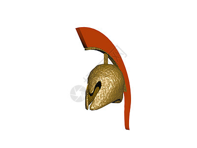 金子士兵的金头盔有羽流保护衣服帽子制服头部钢盔背景图片
