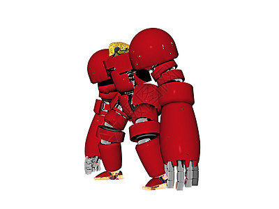 红色巨型机器人在运行中钢铁力量格斗机巨人机械关节金属图片