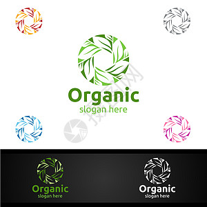 草药 生态 健康 瑜伽 食品或农场概念的无限自然和有机Logo设计模板温泉花园环境疗法商业插图漩涡树叶品牌蔬菜图片