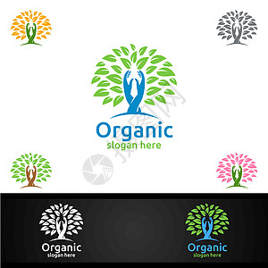 草药 生态 健康 瑜伽 食品或农场概念的自然和有机Logo手式设计模板食物生物生活插图蔬菜温泉水果生物学标志植物图片