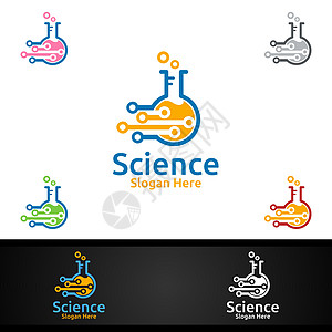 微生物学 生物技术 化学或教育设计概念的技术科学和研究实验室标志图片