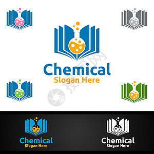 微生物学 生物技术 化学或教育设计概念的图书化学科学与研究实验室标志图片