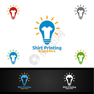 创意 T 恤印刷公司矢量标志设计 适用于洗衣店 T 恤店 零售 广告或服装社区概念图片