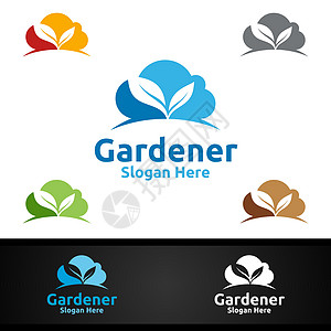 带绿色花园环境或植物农业的云花园洛格(Logo)图片