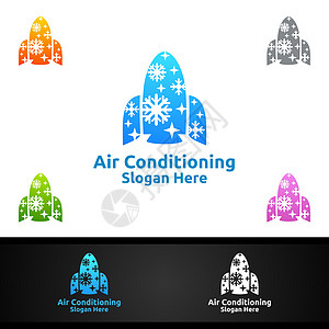 火箭雪空空调和供热服务线标图片