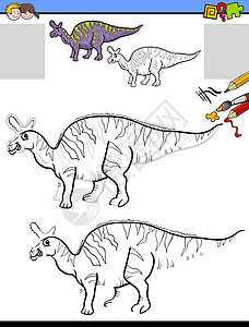 甘蓝龙恐龙的染色任务和绘画任务图片