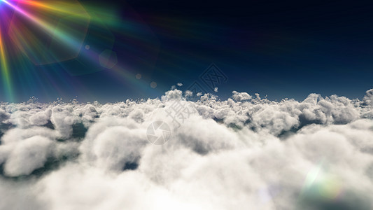 大云上方的飞翔 3D 显示航班天际天堂空气环境飞机旅行阳光天空天线图片