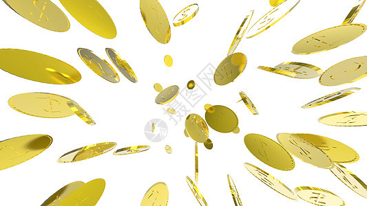 金币爆炸 逼真的 3d 渲染白色背景上的孤立插图 商业货币样机横幅设计 现金金宝金融图标 网络在线概念图片