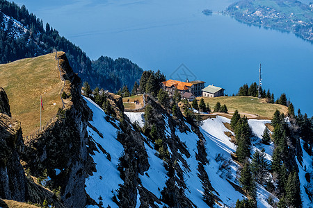 从Rigi Kulm里吉山顶的城市景色观光高度远足顶峰滑雪首脑地块海拔高山高原图片