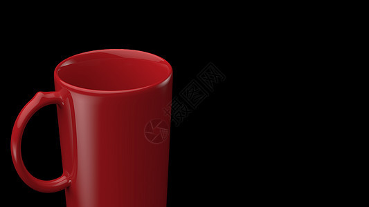 红色的杯子在浅黑背景上被孤立 CUP 3D 显示图解图片