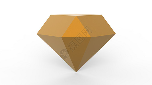 橙色透明钻石宝石晶体3D轻蓝钻石 在浅灰背景的暗面上为黑色 将图解分离出来 低多边模型简单 文本使用复制空间图片