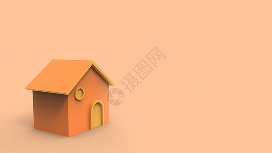 带有浅橙色背景的小橙色房子HD 出售房屋出租 买 孤立的插图 3d 渲染 为您的文本复制空间财产橙子建筑白色公寓蓝色销售住房商业图片