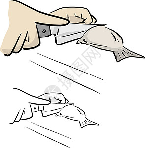 手寿司手握刀切鱼矢量插图草图的剪近手设计图片