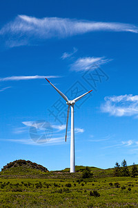 生态动力风力涡轮机景观农场力量发电机螺旋桨风车技术车站气候蓝色植物图片