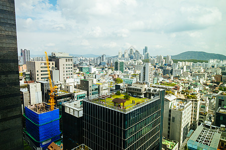 韩国首尔的日间视图市中心天空商业场景旅行建筑学建筑城市办公室地标图片