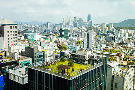 韩国首尔的日间视图天空建筑学市中心景观地标办公室旅行场景生活全景图片