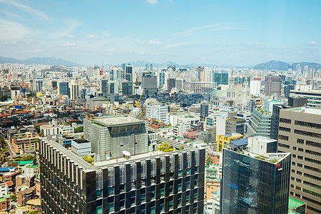 韩国首尔的日间视图旅行街道城市办公室商业全景市中心景观天空建筑学图片