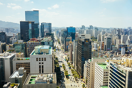 韩国首尔的日间视图地标市中心全景生活城市首都旅游景观办公室街道图片