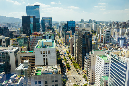 韩国首尔的日间视图办公室天空旅行建筑生活全景景观建筑学市中心城市图片