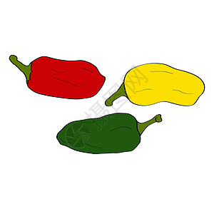 Pepper 手画的涂鸦图标 多彩矢量示意图o蔬菜植物农业餐厅绘画卡通片市场菜单粮食辣椒图片