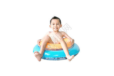 男孩和游泳环快乐乐趣男生孩子蓝色水池假期管道海滩戒指图片