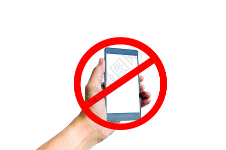 手持智能电话 不使用智能电话信号标语警告手机插图细胞操作技术白色招牌按钮图片