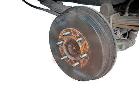 老生锈的鼓刹车后轮车辆替代品机械安全力量运输圆圈运动圆形卡尺图片
