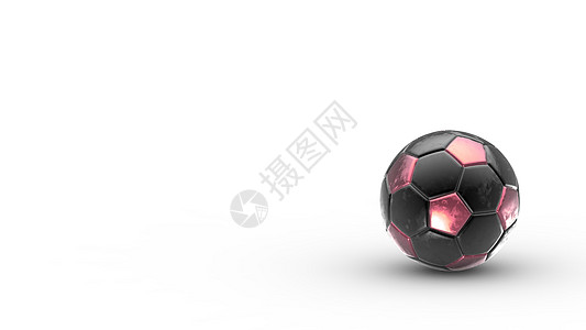 孤立在白色背景上的红色和黑色足球金属球 足球 3d 渲染图图片