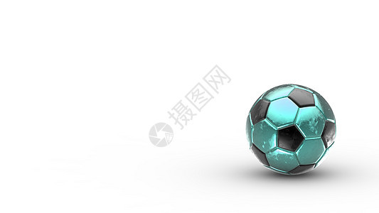 Azure和黑色足球金属球在白色背景上被孤立 FootForm 3d 表示插图乐趣比赛团队体育场杯子运动优胜者圆圈皮革标识图片